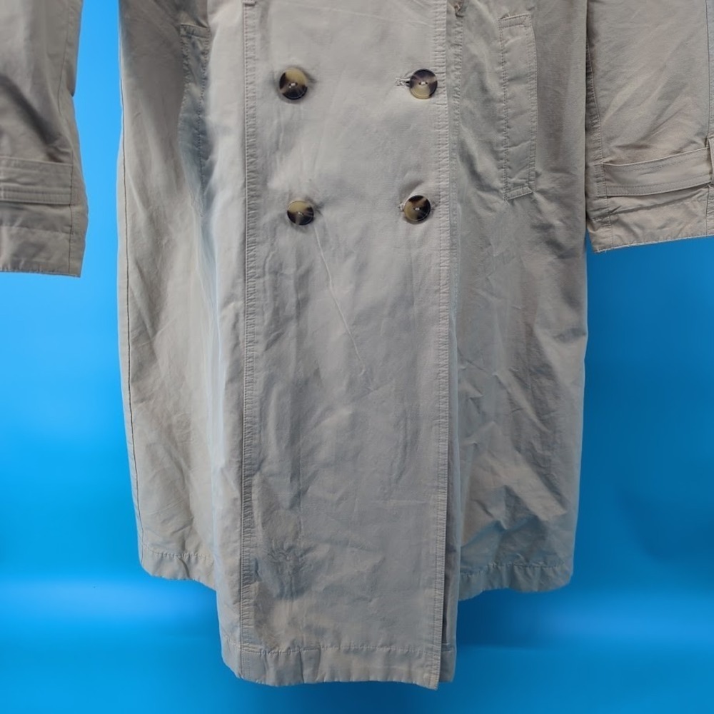 Anthropologie Women's Beige Ruffle Trench Coat Double Breasted Long Jacket XS - Picture 7 of 11